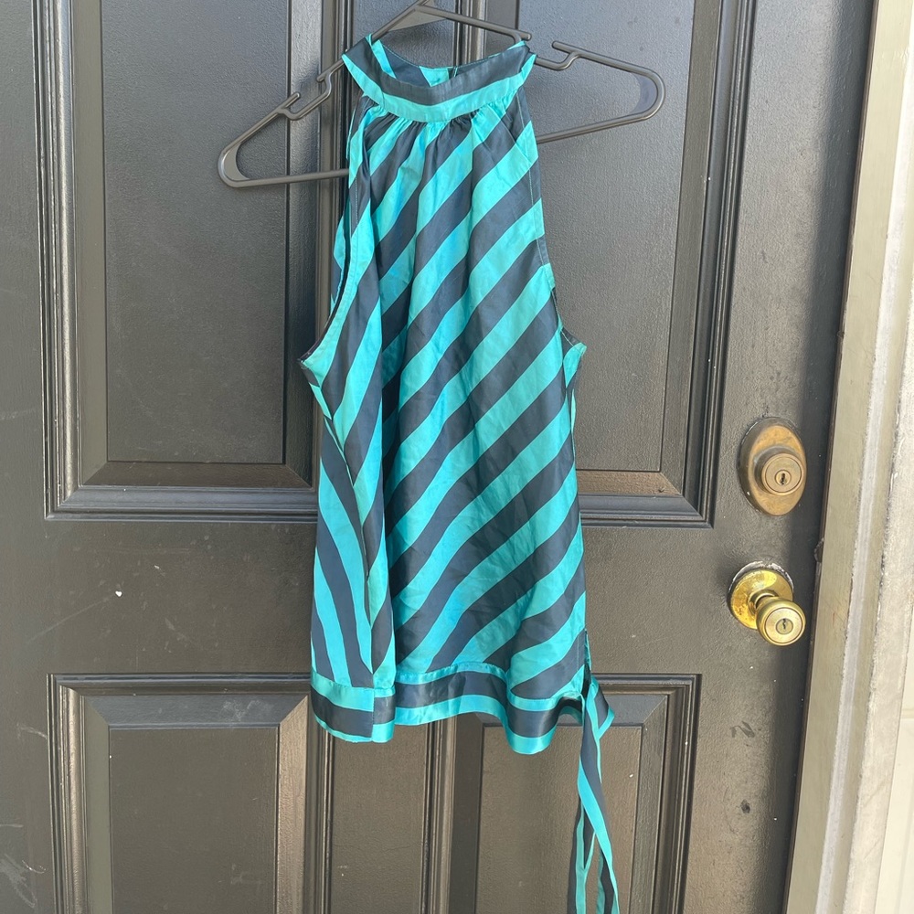 Red herring blue and black silky top
